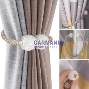 LAZO MAGNETICO P/CORTINA  2PZA. DORADO/PERLAS