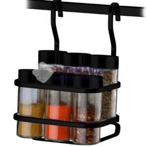 CONDIMENTERO 7PZ. VIDRIO/METAL NEGRO MATE R.5622