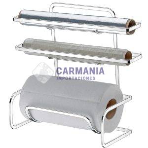 SOPORTE P/ROLLOS DE COCINA TRIPLE CROMADO REF.1405