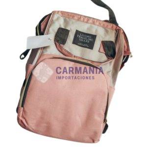 MOCHILA MATERNAL BLANCA ROSADA