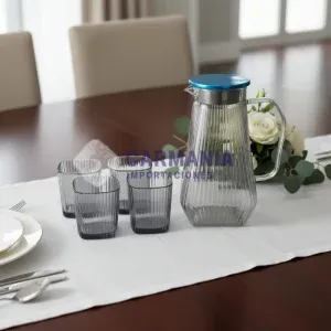 SET VASOS Y JARRA VIDRIO  5PZS G-7117